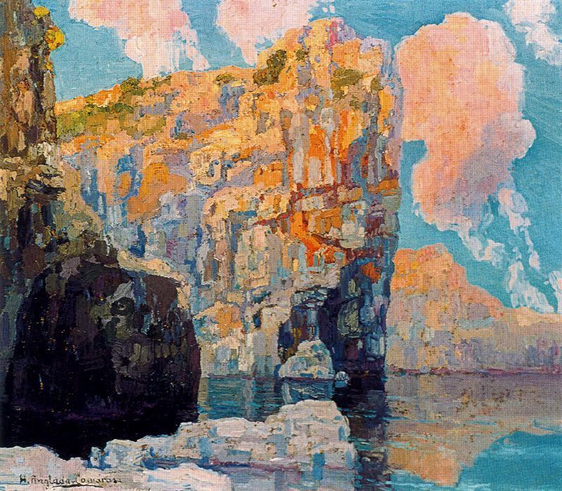Anglada-Camarasa, the golden cliffs of Formentor at sunset