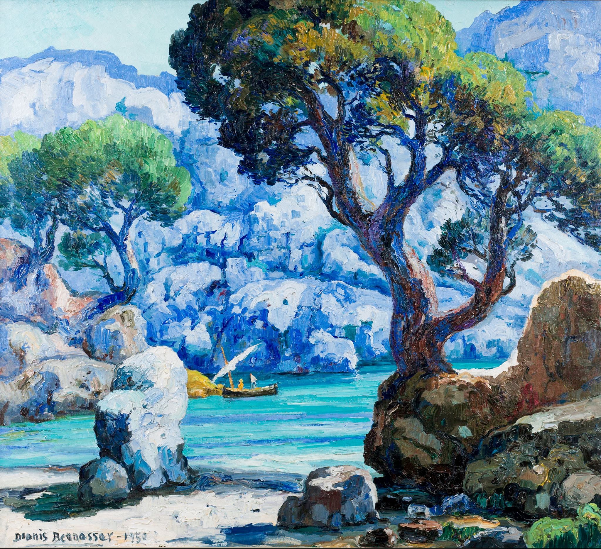 Dionís Bennàssar, pine trees and bay, 1950