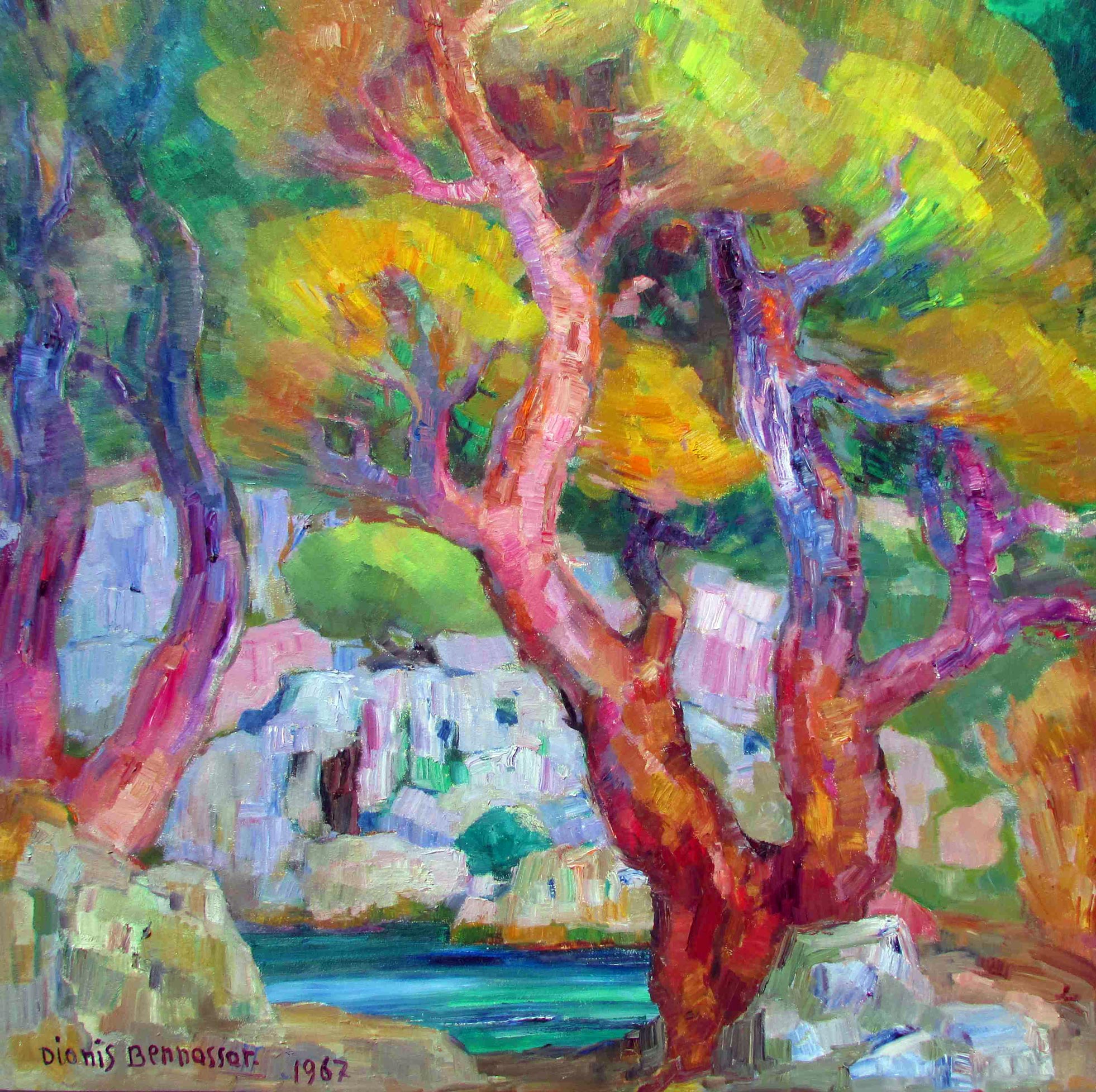 Dionís Bennàssar, vibrant pine landscape in full colour, 1967