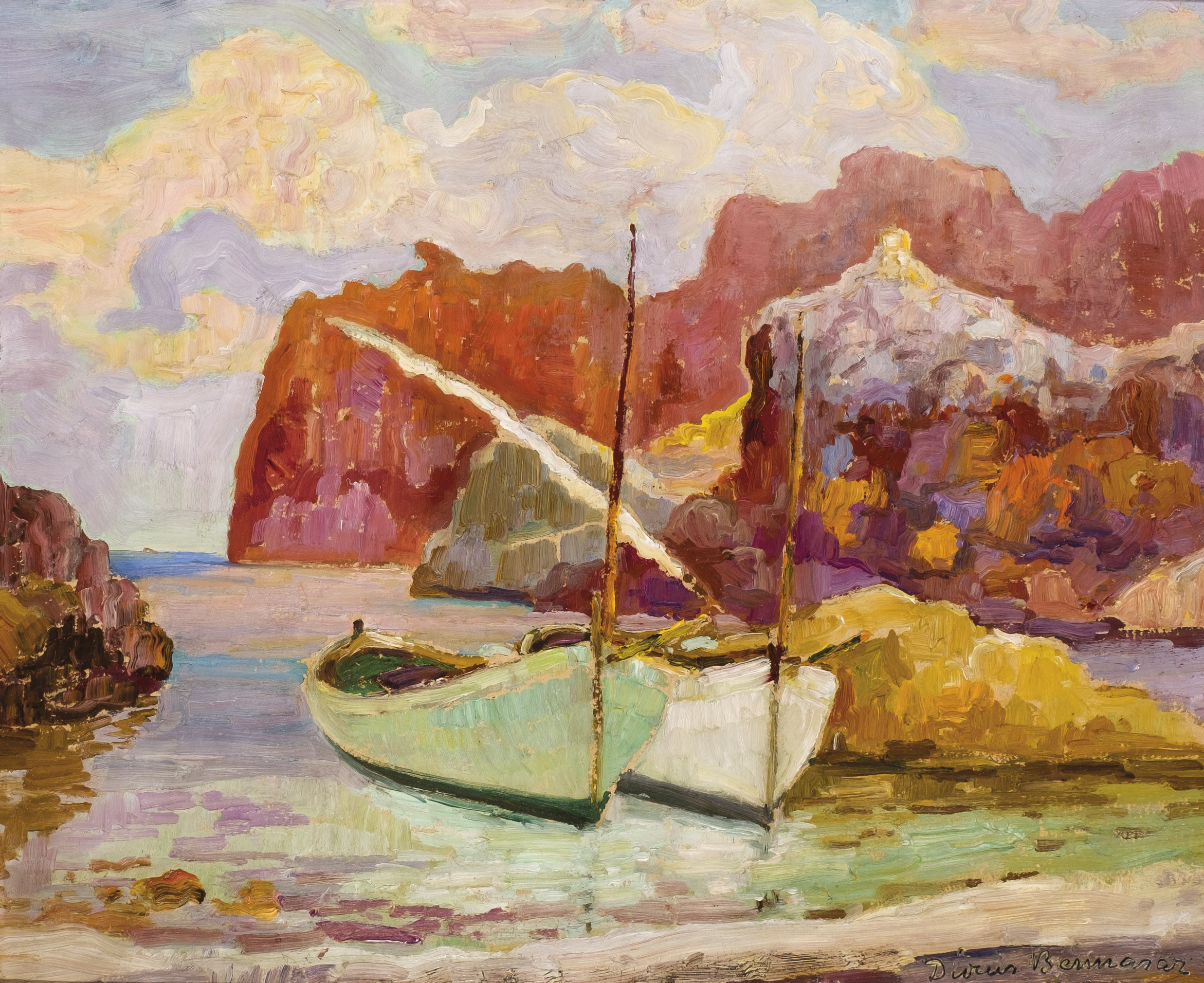 Dionís Bennàssar, boats moored at Port de Pollença marina